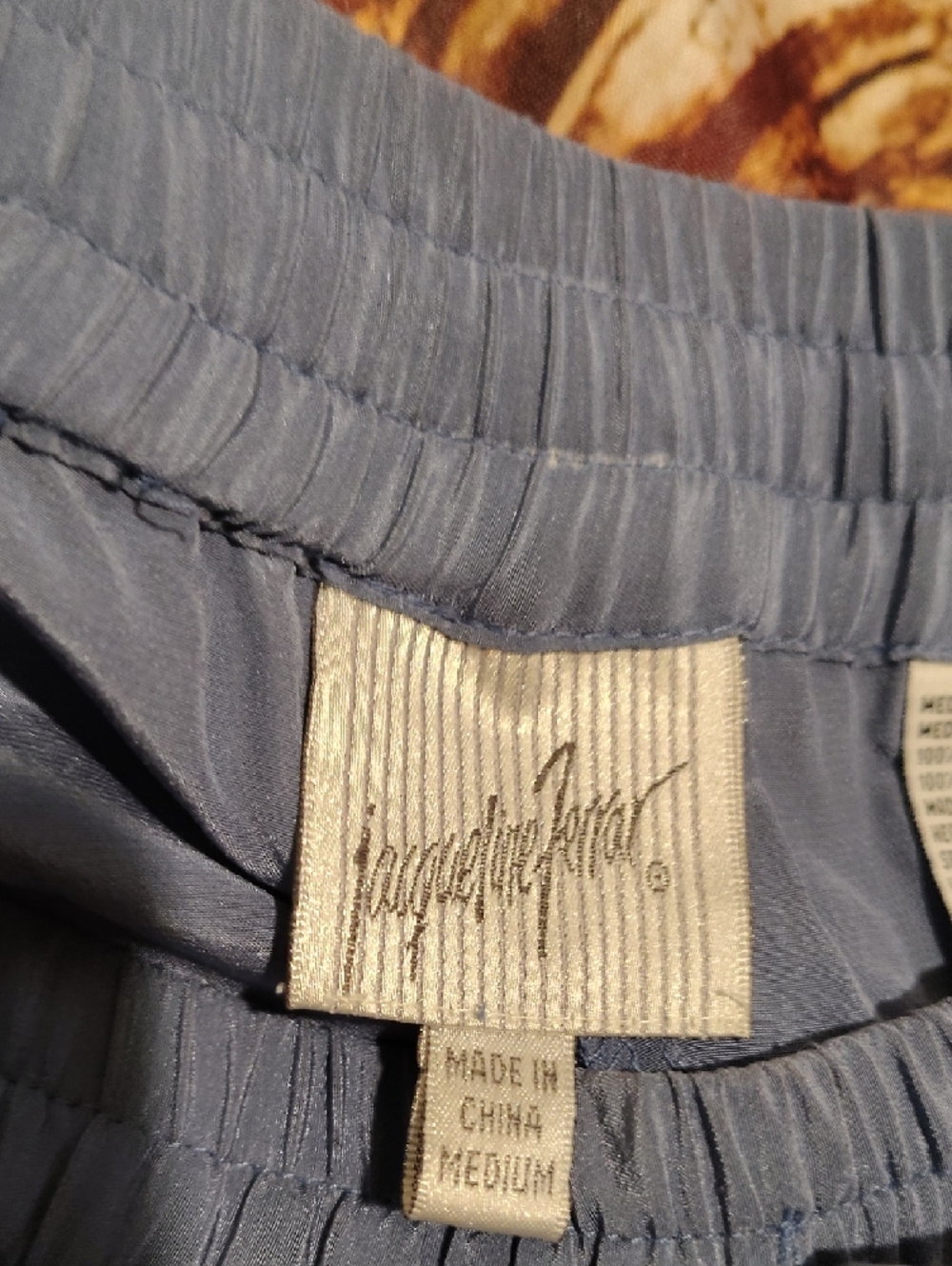 Vintage Wide-Leg Women's Light Blue 100% Silk Pants - Picture 3 of 7
